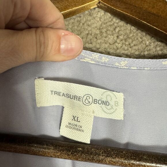 Treasure & Bond Maxi Dress XL Purple/Ivory‎ Little Paris Floral V Neck Boho NEW - Picture 6 of 13